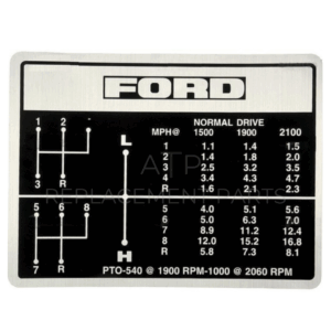S.60665 SHIFT PATTERN fits FORD 5000-7700, 8 SPEED